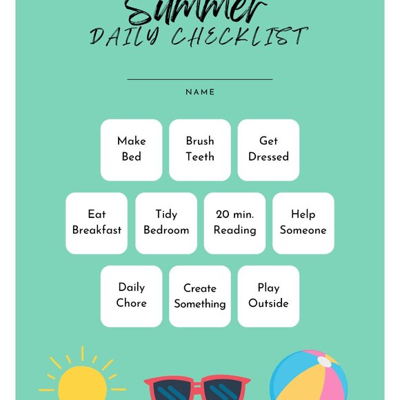 Kids Daily Summer Checklist for Kids (Set of 15) - Picture 2 of 2